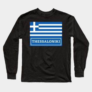 Thessaloniki City with Greek Flag Long Sleeve T-Shirt